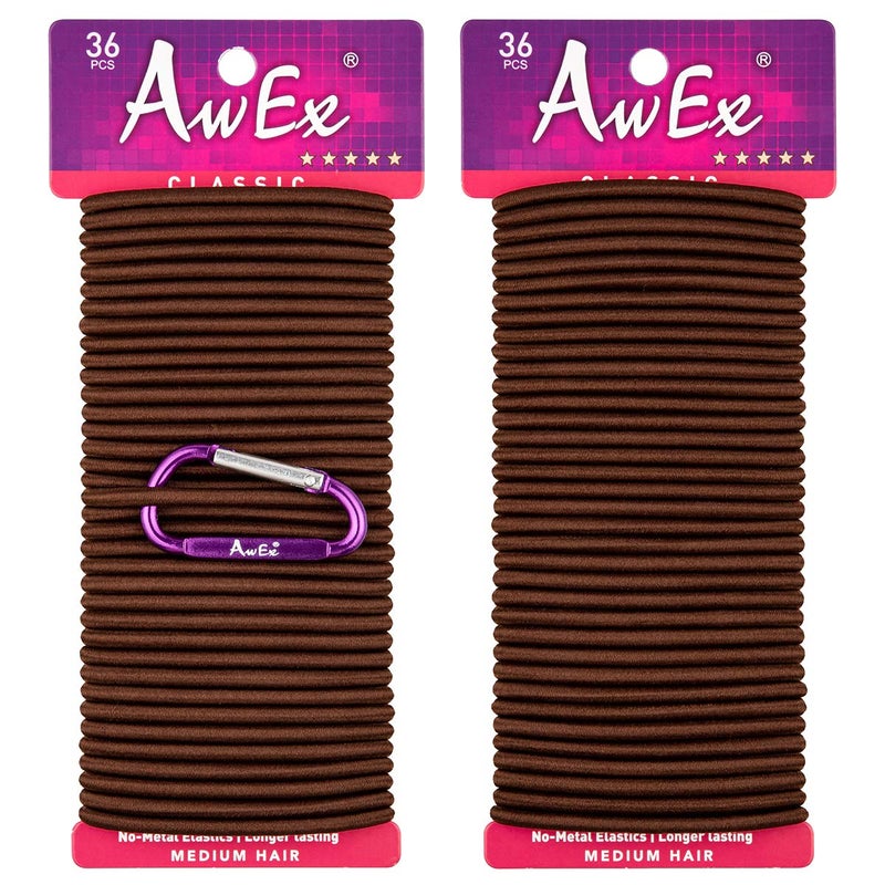 AwEx Strong Brown Hair Ties,72 PCS,4 mm Regular Loop Hair Bands,No Metal Hair Elastics,No Pull Ponytail Holder - Image 1